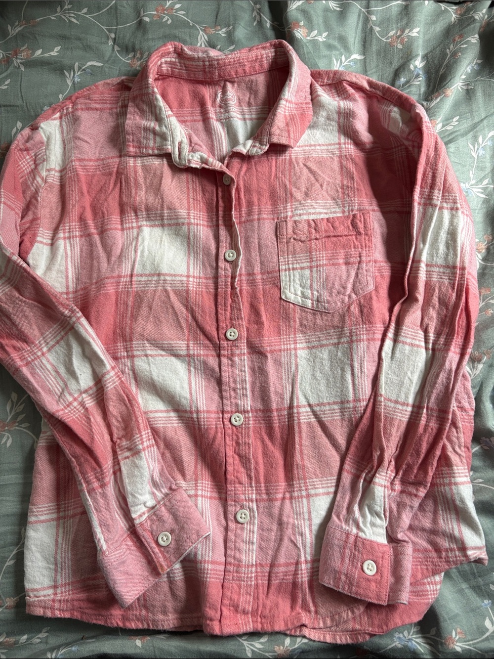 wonder nation Pink and White Plaid Button-Down Shirt